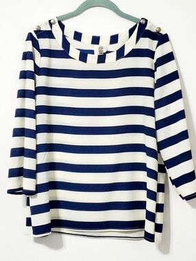 Anthropologie Bird Cage Navy Striped Topl Large